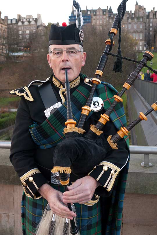 Bagpipe Player By The National Gallery In Edinburgh
