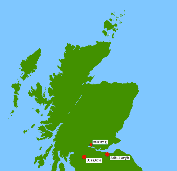 Map showing Stirling in Scotland