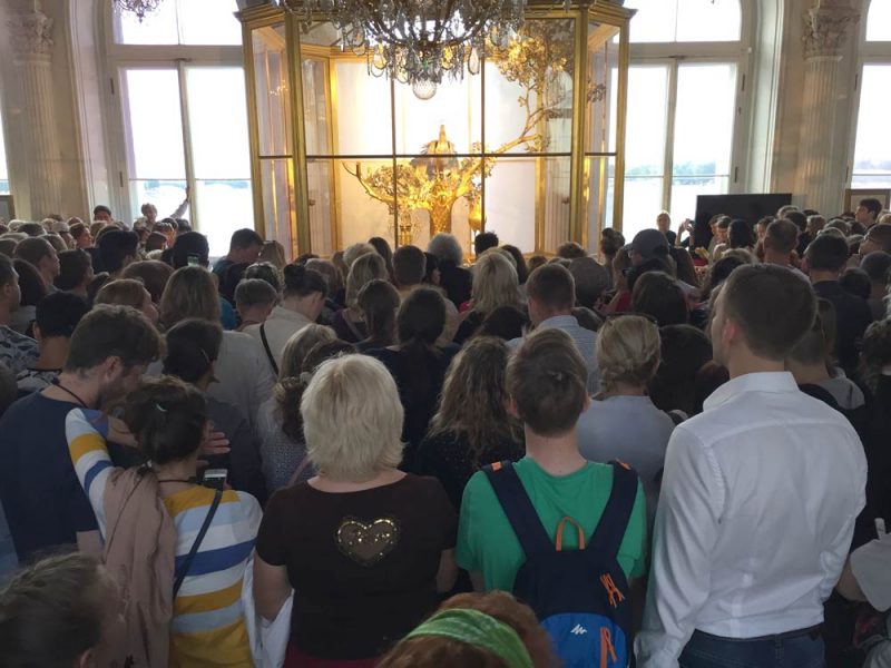 In the Winter Palace in Saint Petersburg - hordes of tourists waiting for the clock to strike